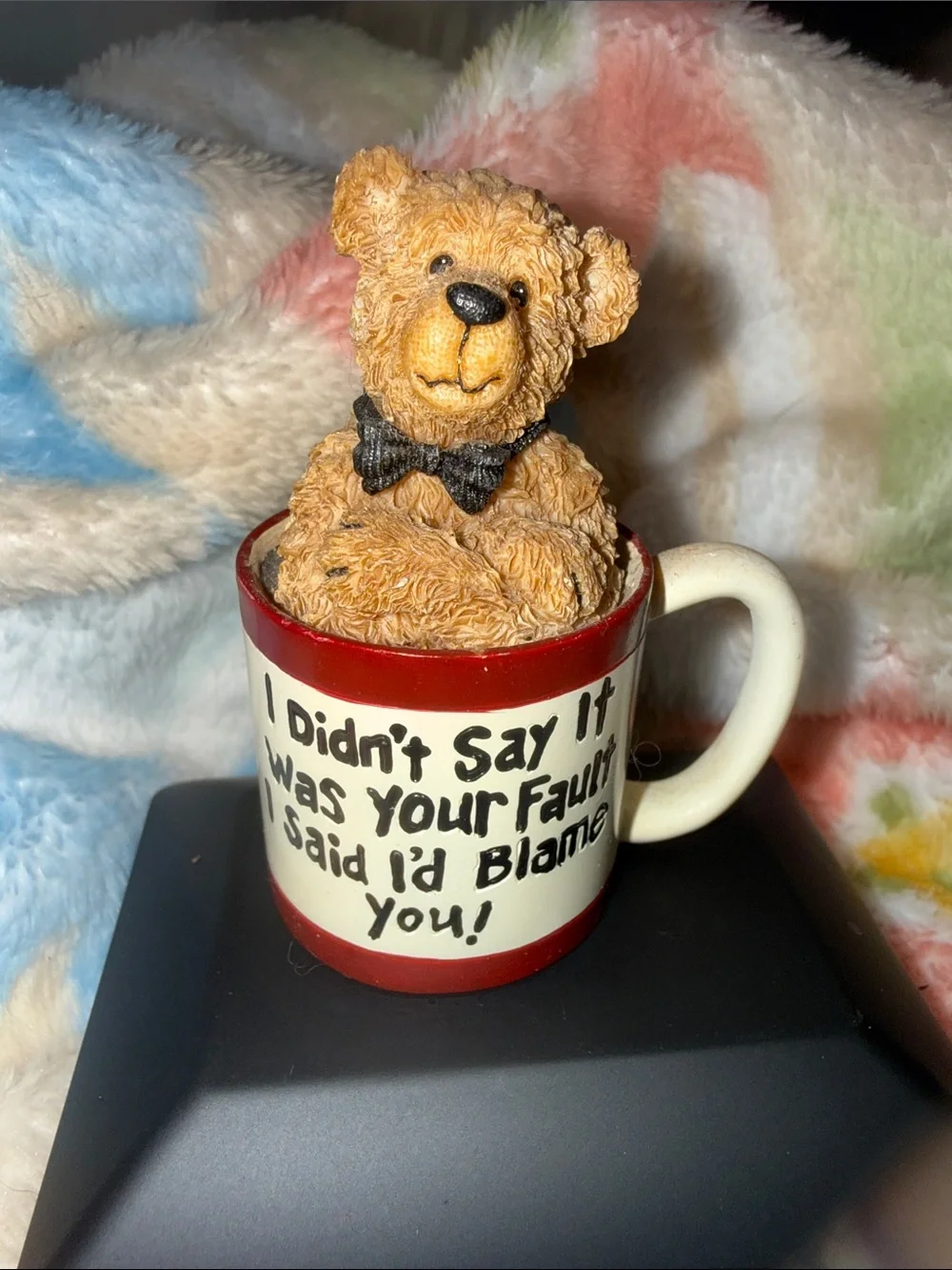 BOYDS BEARS Brown Teddy Bear in Red & Cream Novelty Mug